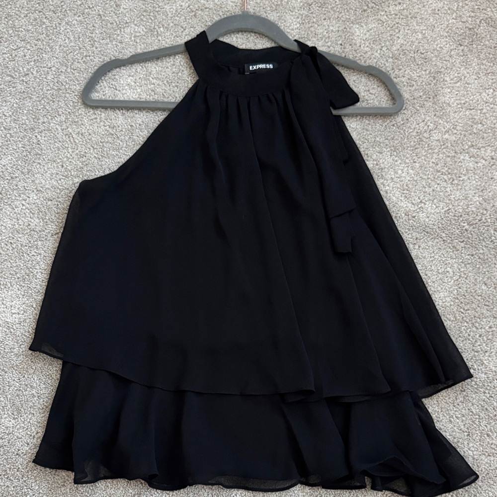Express Elegant Black Layered Blouse